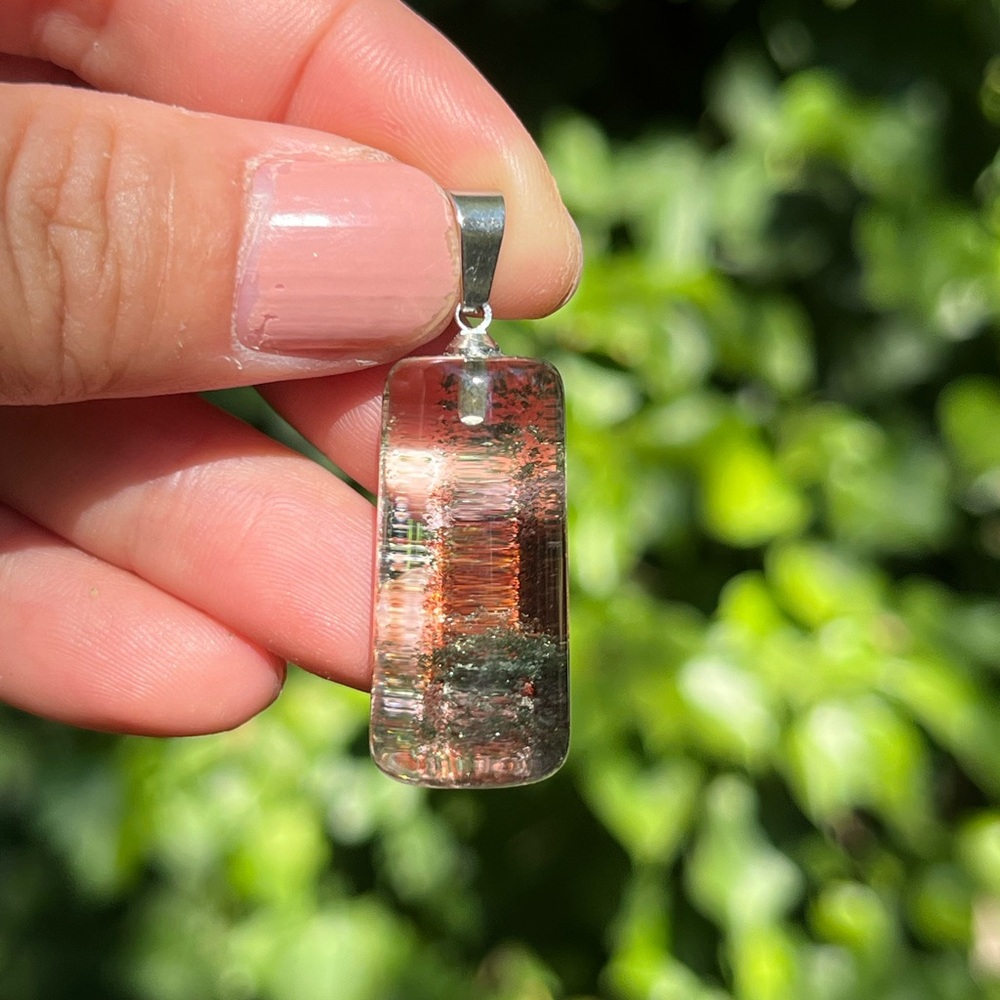 Stainless steel cylinder garden Quartz pendant 1549